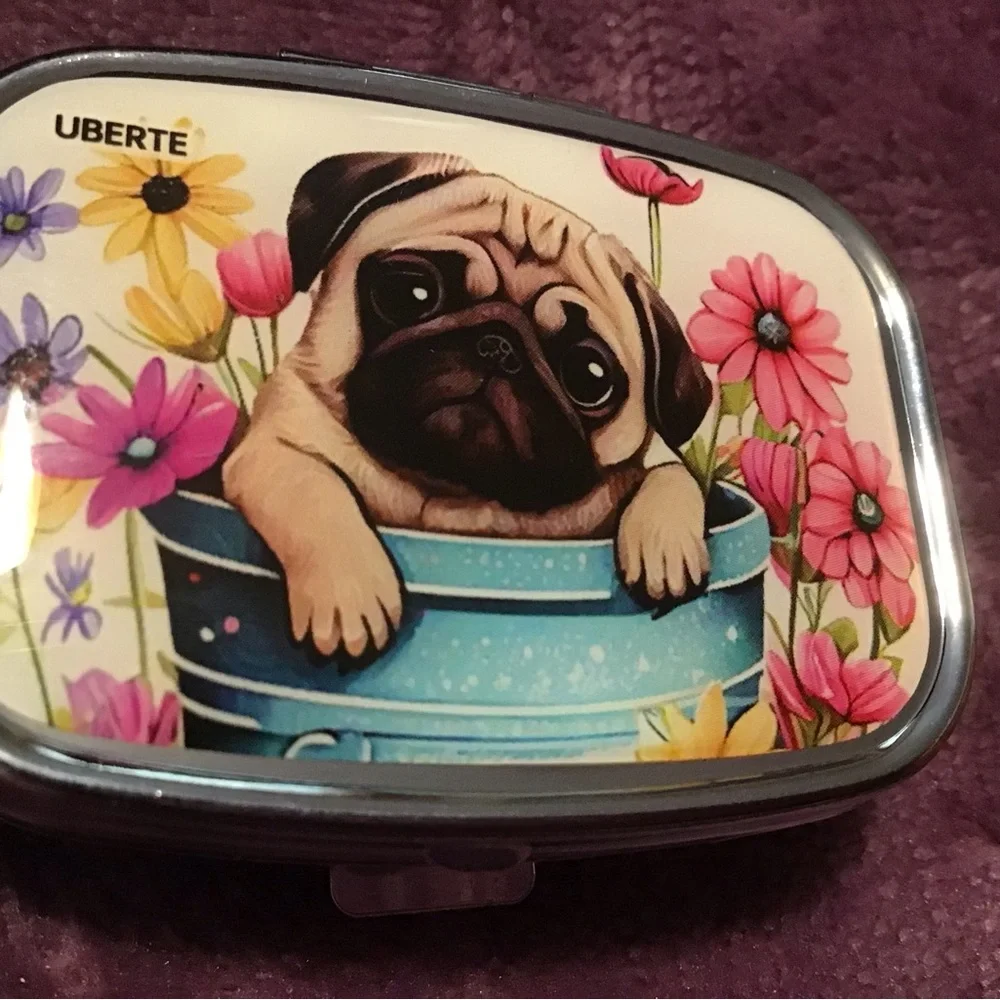 Pug Floral Small Pets Accessory - Cream and Blue